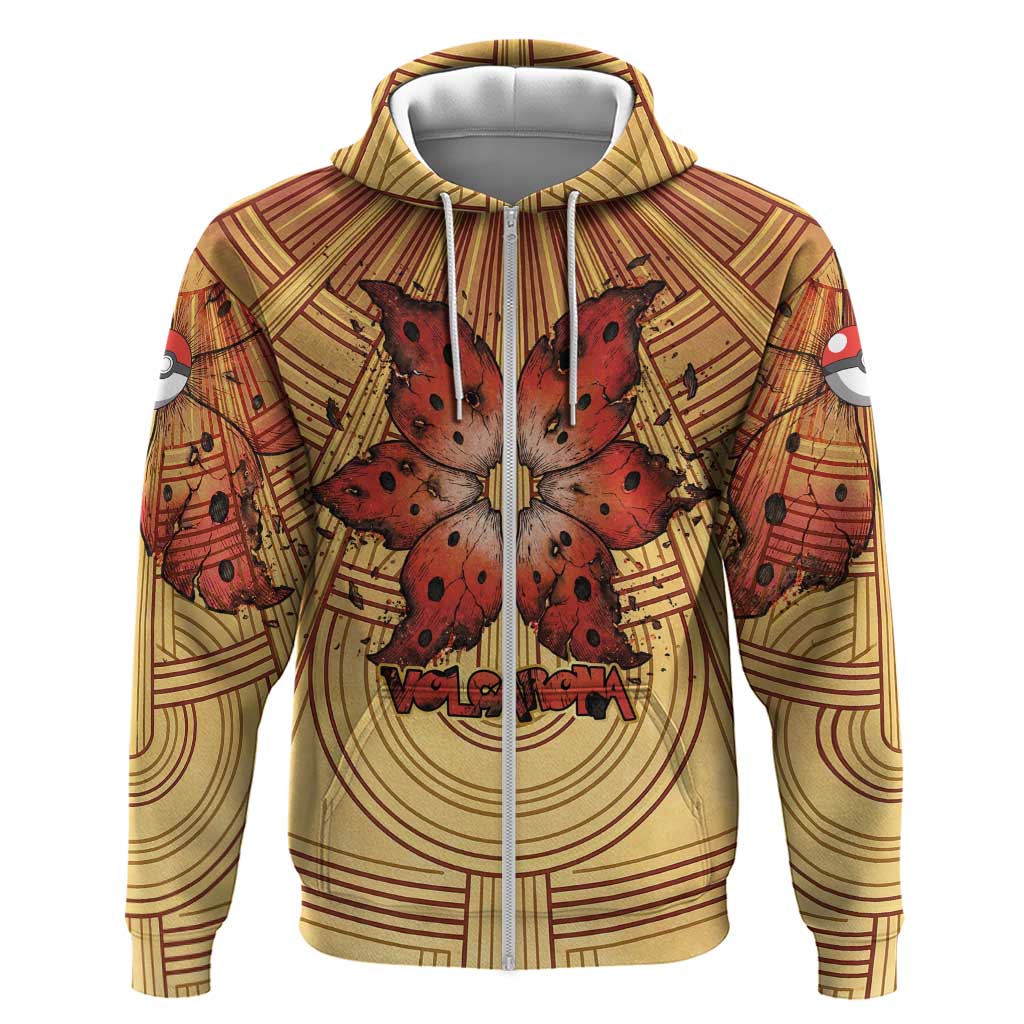 Volcarona Zip Hoodie Aztec Sun God Tapestry Art