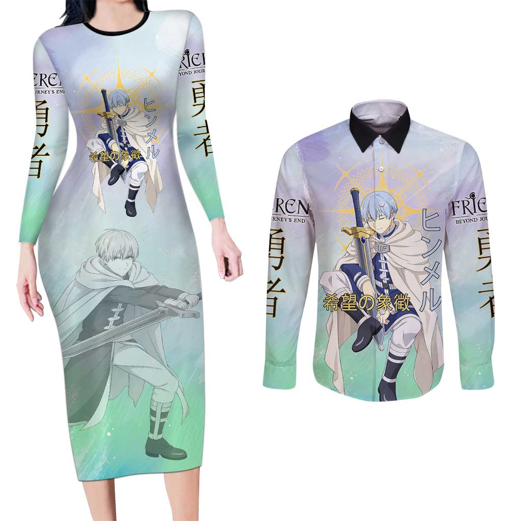 Himmel Frieren Beyond Journey’s End Couples Matching Long Sleeve Bodycon Dress and Long Sleeve Button Shirt Celestial Anime Fantasy Style