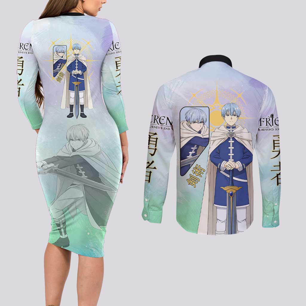Himmel Frieren Beyond Journey’s End Couples Matching Long Sleeve Bodycon Dress and Long Sleeve Button Shirt Celestial Anime Fantasy Style