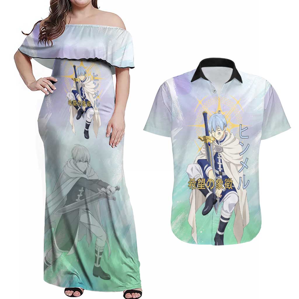 Himmel Frieren Beyond Journey’s End Couples Matching Off Shoulder Maxi Dress and Hawaiian Shirt Celestial Anime Fantasy Style