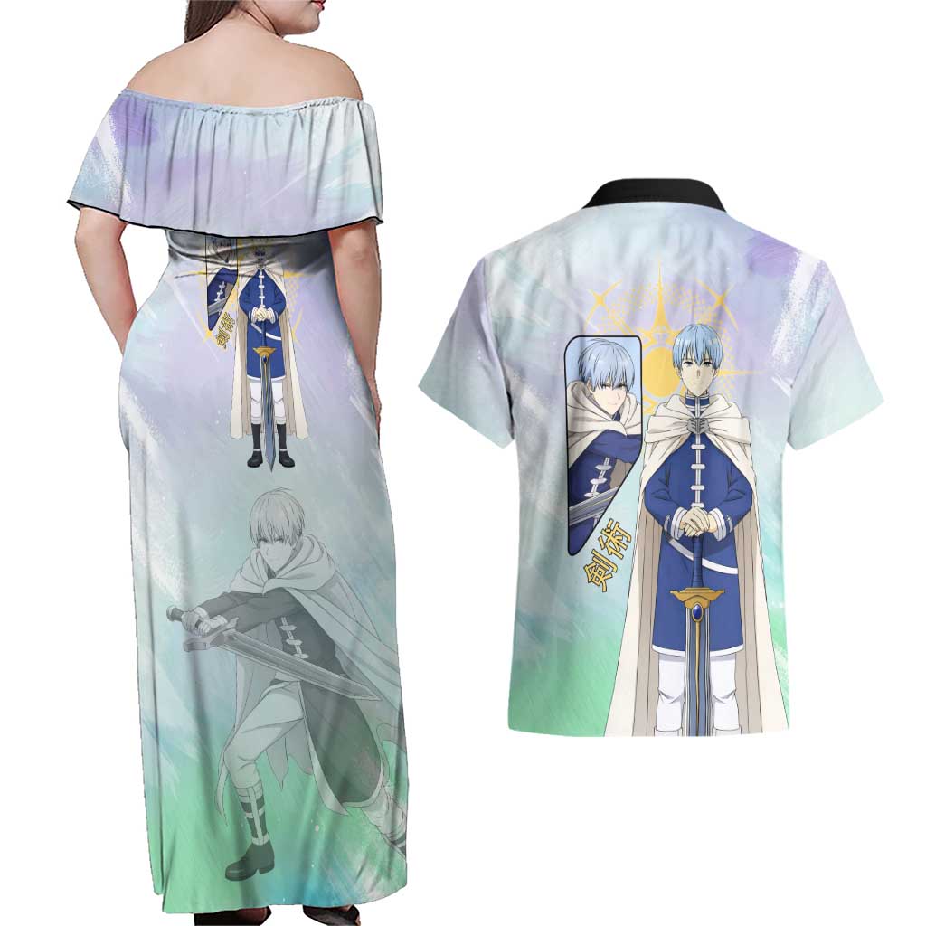 Himmel Frieren Beyond Journey’s End Couples Matching Off Shoulder Maxi Dress and Hawaiian Shirt Celestial Anime Fantasy Style