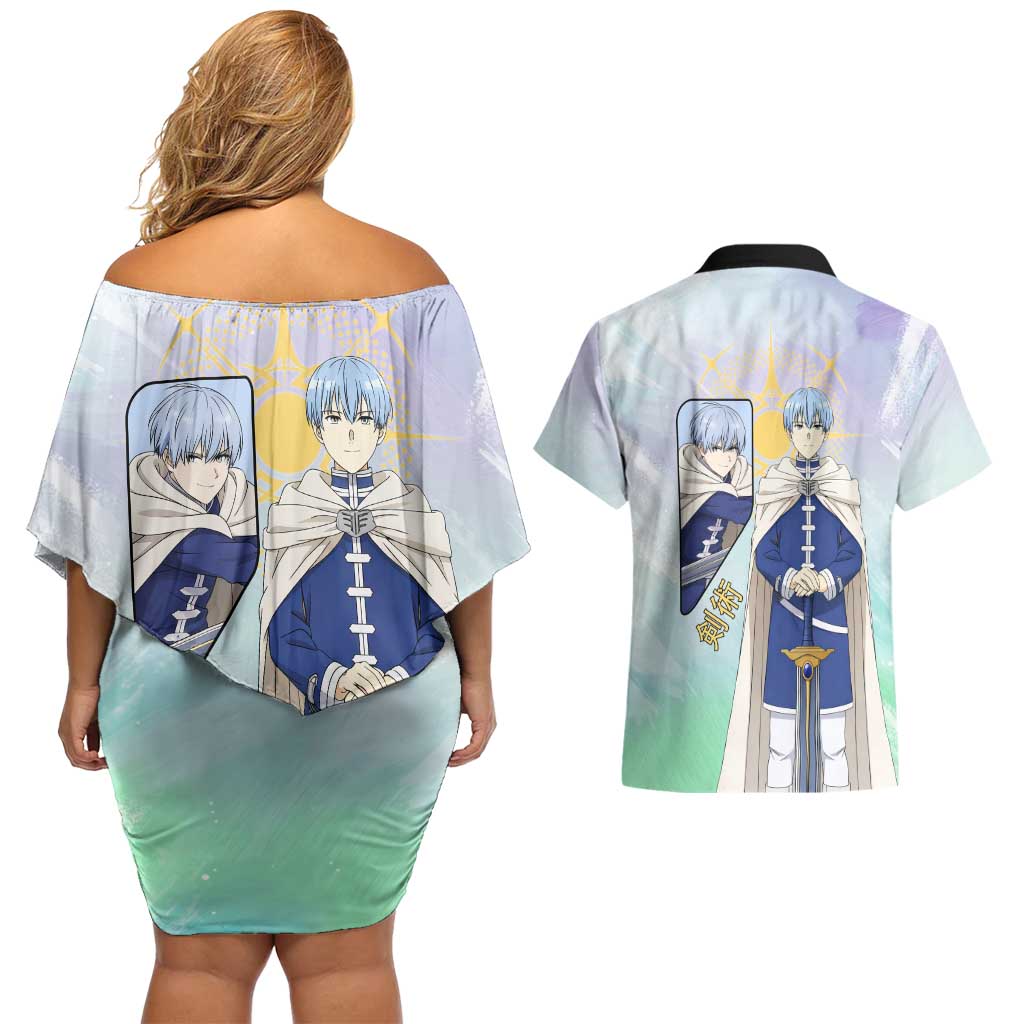 Himmel Frieren Beyond Journey’s End Couples Matching Off Shoulder Short Dress and Hawaiian Shirt Celestial Anime Fantasy Style