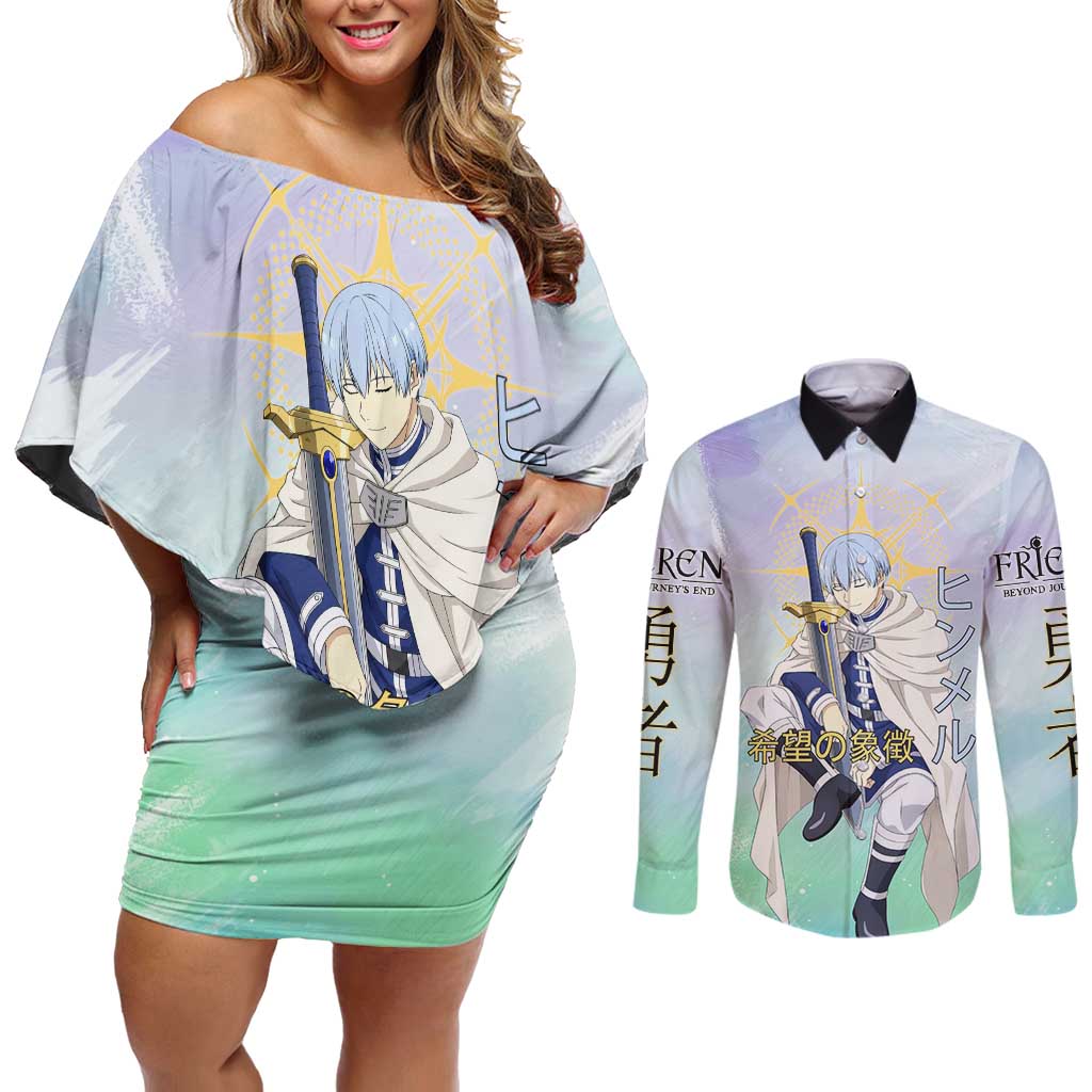 Himmel Frieren Beyond Journey’s End Couples Matching Off Shoulder Short Dress and Long Sleeve Button Shirt Celestial Anime Fantasy Style