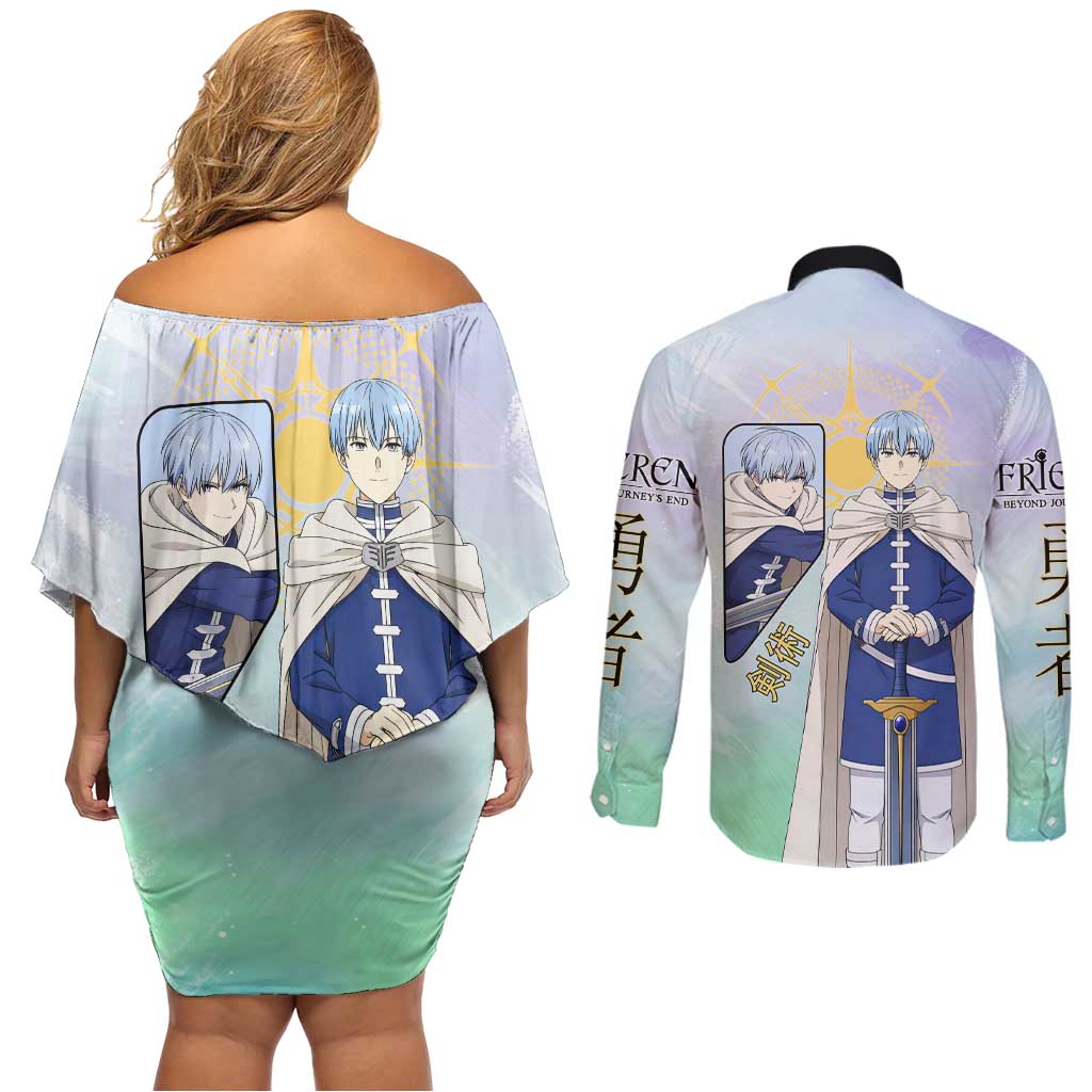 Himmel Frieren Beyond Journey’s End Couples Matching Off Shoulder Short Dress and Long Sleeve Button Shirt Celestial Anime Fantasy Style