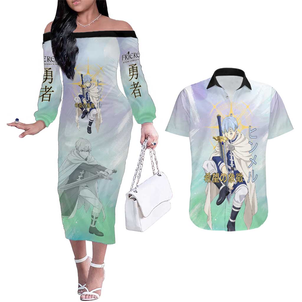 Himmel Frieren Beyond Journey’s End Couples Matching Off The Shoulder Long Sleeve Dress and Hawaiian Shirt Celestial Anime Fantasy Style