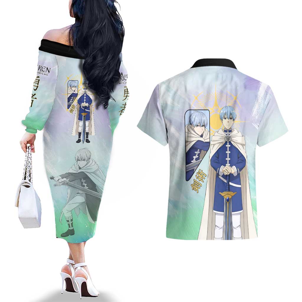 Himmel Frieren Beyond Journey’s End Couples Matching Off The Shoulder Long Sleeve Dress and Hawaiian Shirt Celestial Anime Fantasy Style