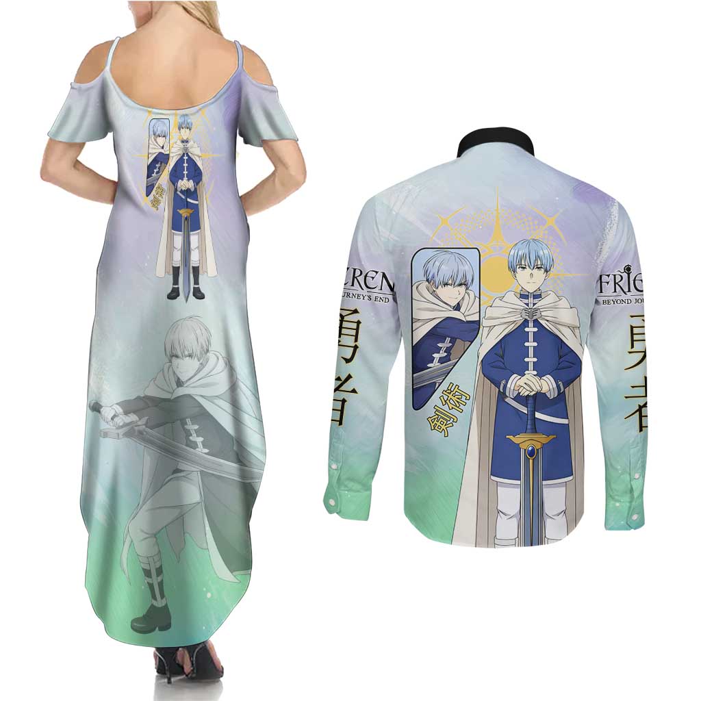 Himmel Frieren Beyond Journey’s End Couples Matching Summer Maxi Dress and Long Sleeve Button Shirt Celestial Anime Fantasy Style