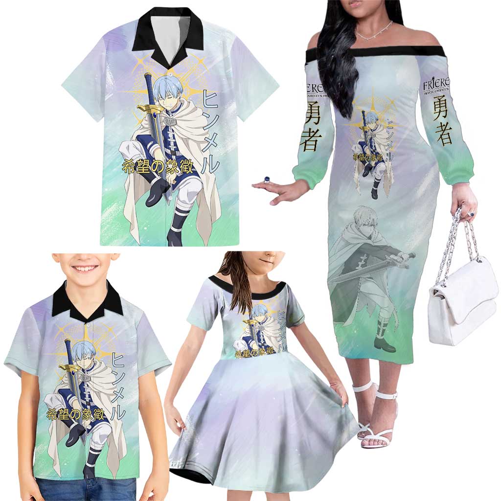 Himmel Frieren Beyond Journey’s End Family Matching Off The Shoulder Long Sleeve Dress and Hawaiian Shirt Celestial Anime Fantasy Style