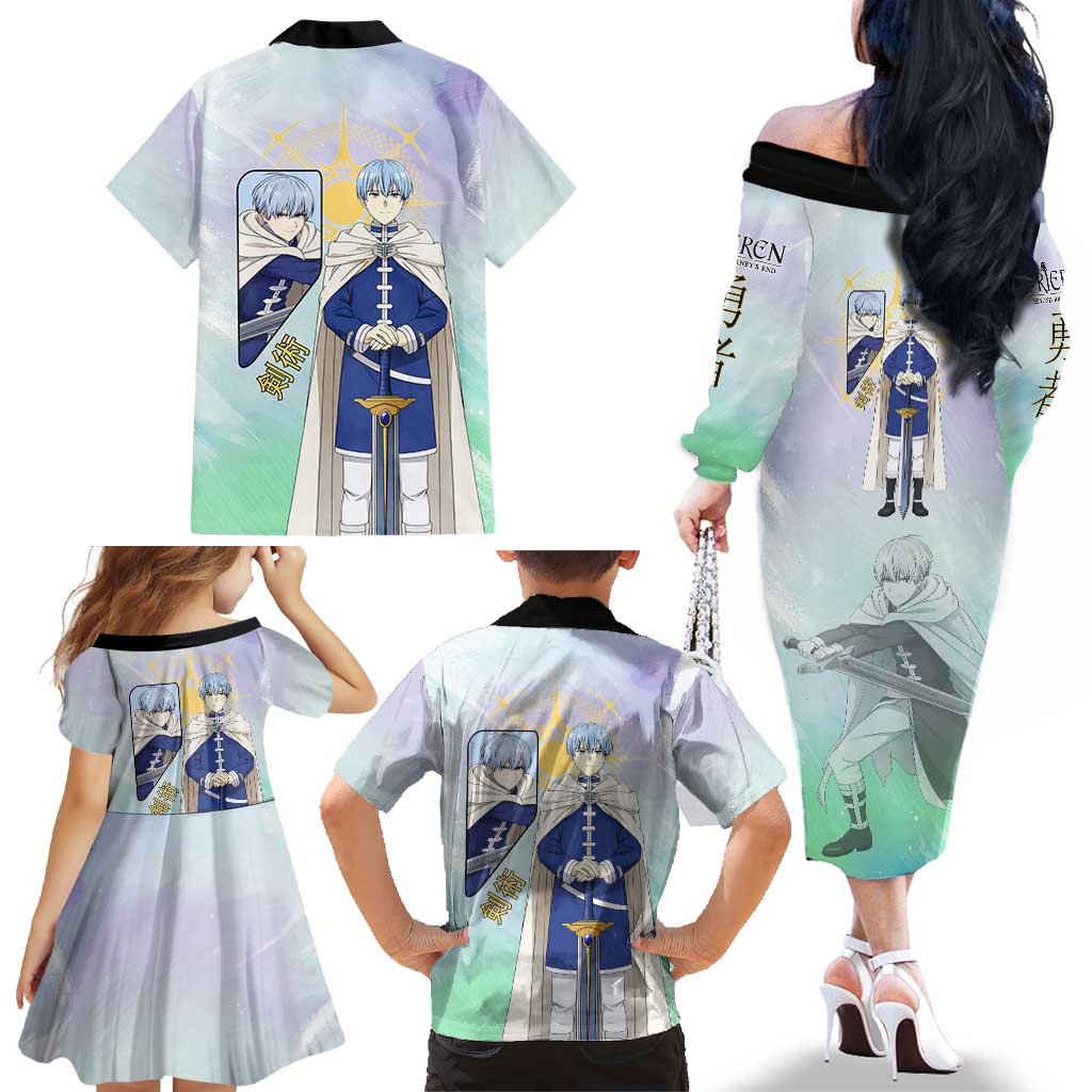 Himmel Frieren Beyond Journey’s End Family Matching Off The Shoulder Long Sleeve Dress and Hawaiian Shirt Celestial Anime Fantasy Style