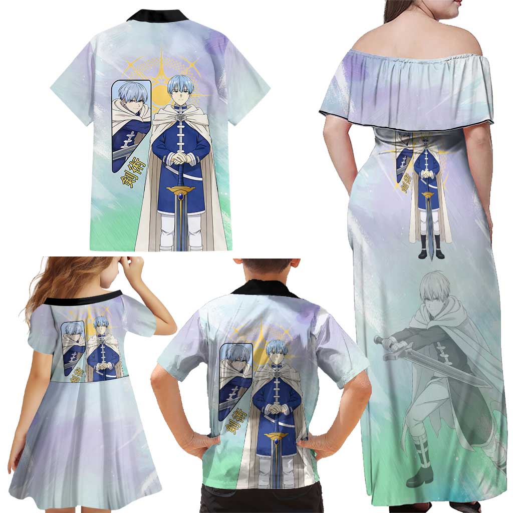 Himmel Frieren Beyond Journey’s End Family Matching Off Shoulder Maxi Dress and Hawaiian Shirt Celestial Anime Fantasy Style