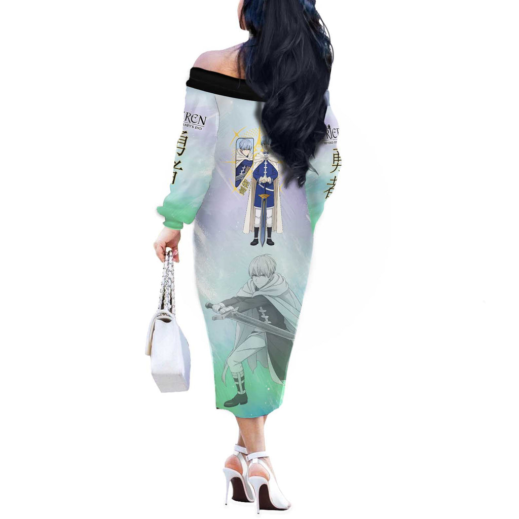 Himmel Frieren Beyond Journey’s End Off The Shoulder Long Sleeve Dress Celestial Anime Fantasy Style