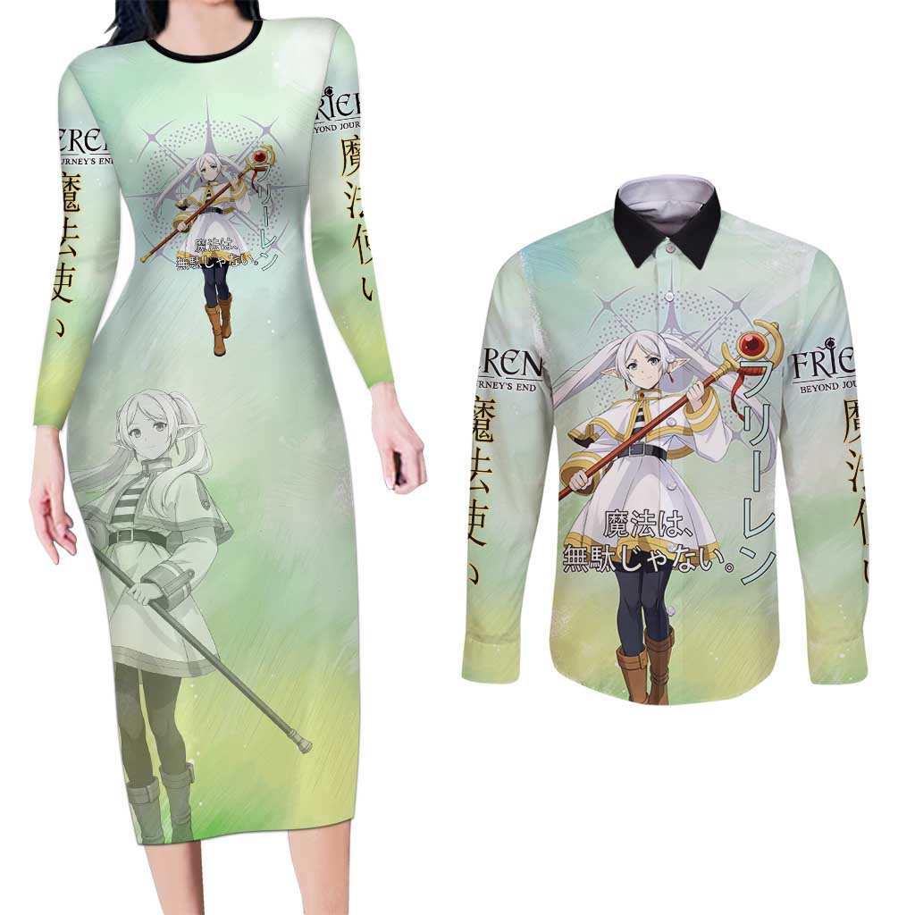 Frieren Frieren Beyond Journey’s End Couples Matching Long Sleeve Bodycon Dress and Long Sleeve Button Shirt Ethereal Fantasy Anime Style