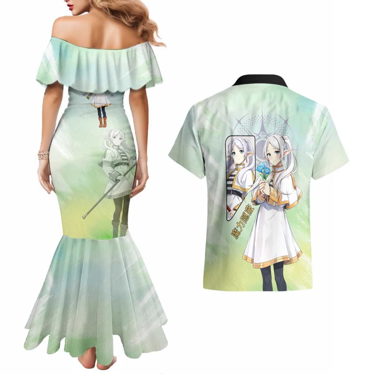 Frieren Frieren Beyond Journey’s End Couples Matching Mermaid Dress and Hawaiian Shirt Ethereal Fantasy Anime Style
