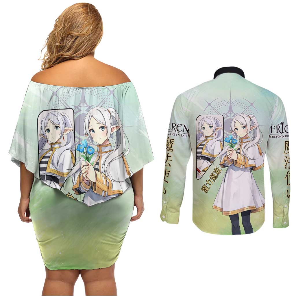 Frieren Frieren Beyond Journey’s End Couples Matching Off Shoulder Short Dress and Long Sleeve Button Shirt Ethereal Fantasy Anime Style