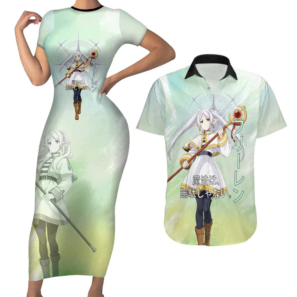 Frieren Frieren Beyond Journey’s End Couples Matching Short Sleeve Bodycon Dress and Hawaiian Shirt Ethereal Fantasy Anime Style