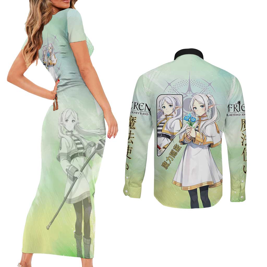 Frieren Frieren Beyond Journey’s End Couples Matching Short Sleeve Bodycon Dress and Long Sleeve Button Shirt Ethereal Fantasy Anime Style