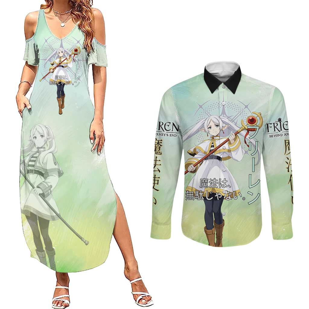 Frieren Frieren Beyond Journey’s End Couples Matching Summer Maxi Dress and Long Sleeve Button Shirt Ethereal Fantasy Anime Style