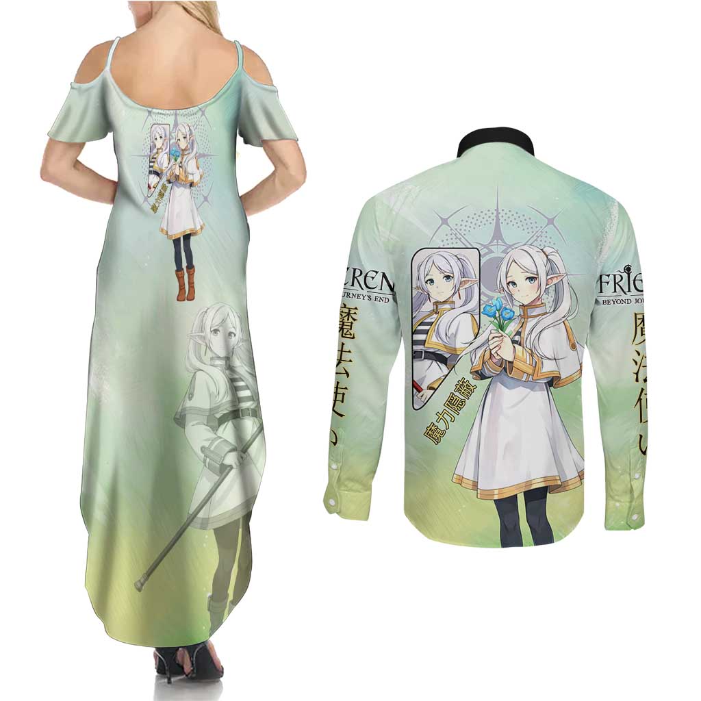 Frieren Frieren Beyond Journey’s End Couples Matching Summer Maxi Dress and Long Sleeve Button Shirt Ethereal Fantasy Anime Style
