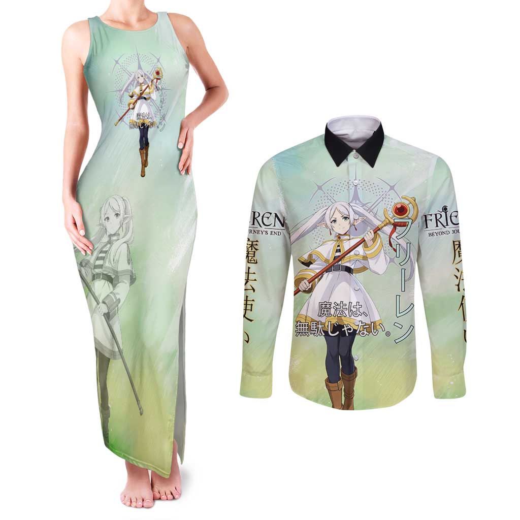 Frieren Frieren Beyond Journey’s End Couples Matching Tank Maxi Dress and Long Sleeve Button Shirt Ethereal Fantasy Anime Style