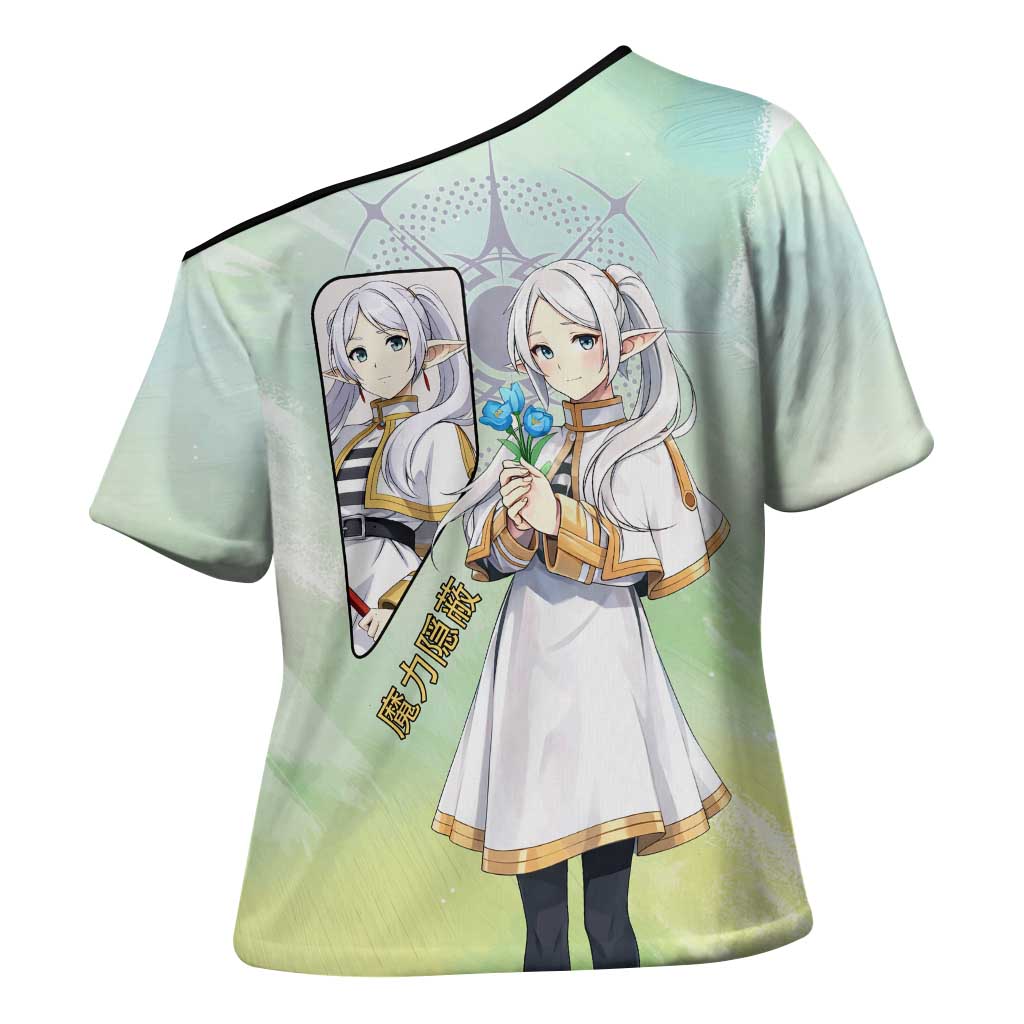 Frieren Frieren Beyond Journey’s End Cross Shoulder Shirt Ethereal Fantasy Anime Style
