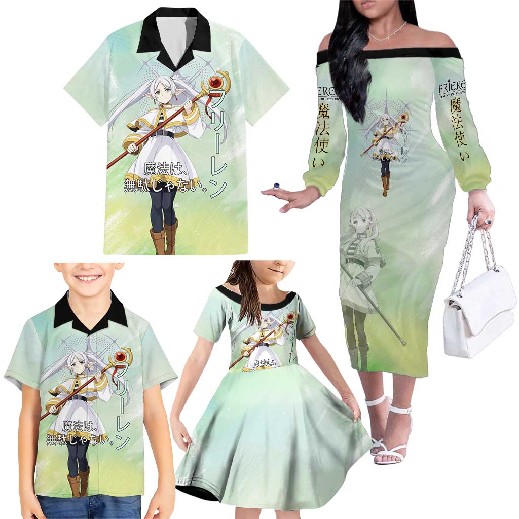 Frieren Frieren Beyond Journey’s End Family Matching Off The Shoulder Long Sleeve Dress and Hawaiian Shirt Ethereal Fantasy Anime Style