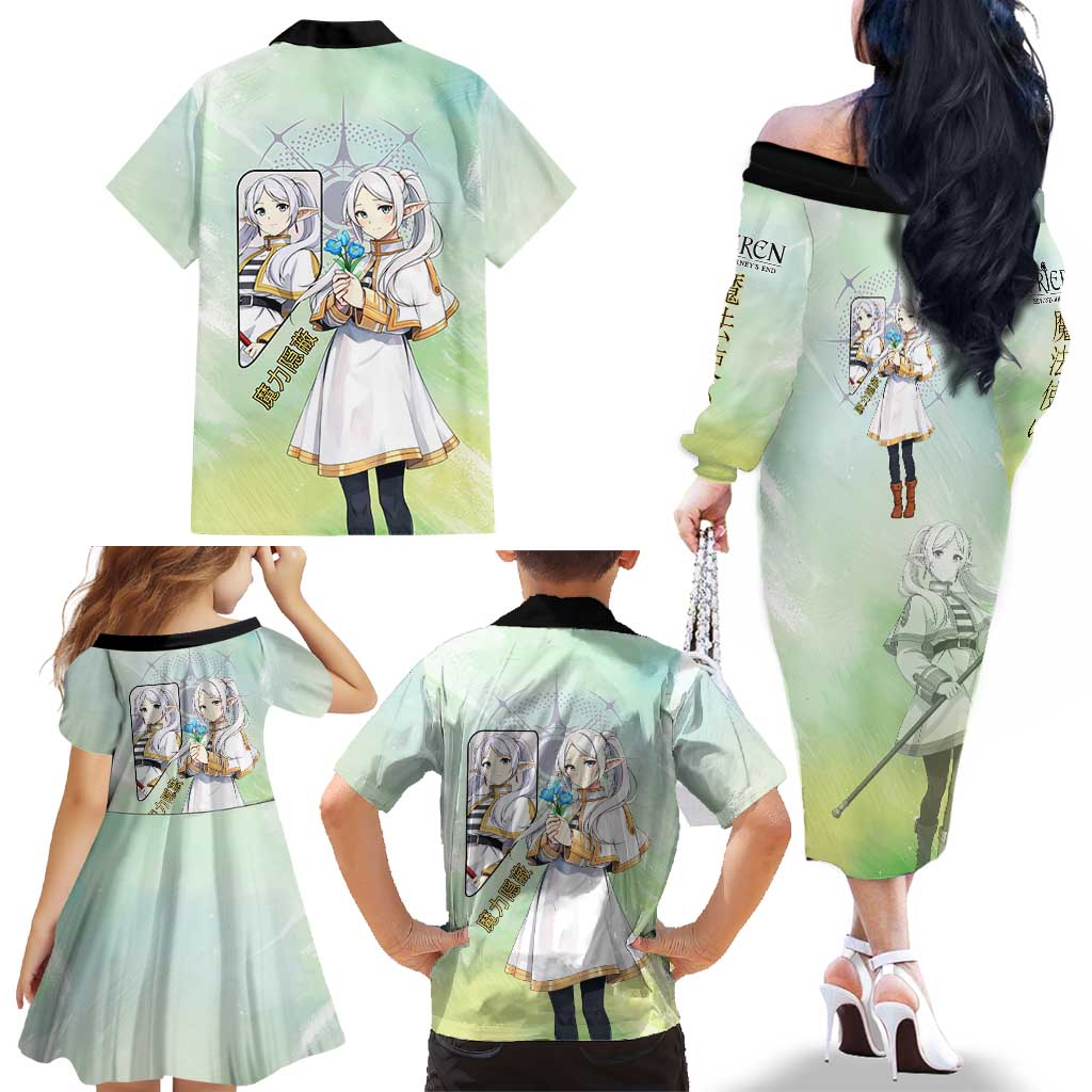 Frieren Frieren Beyond Journey’s End Family Matching Off The Shoulder Long Sleeve Dress and Hawaiian Shirt Ethereal Fantasy Anime Style