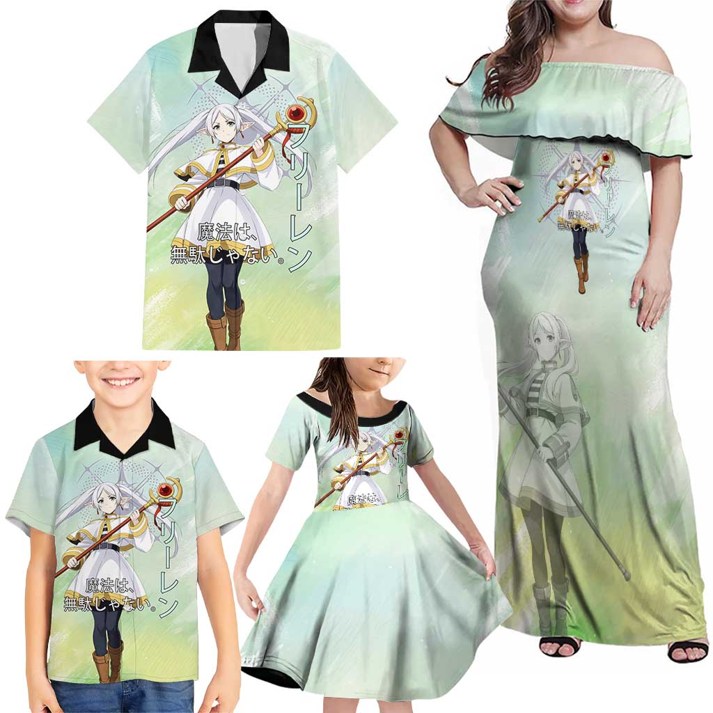 Frieren Frieren Beyond Journey’s End Family Matching Off Shoulder Maxi Dress and Hawaiian Shirt Ethereal Fantasy Anime Style