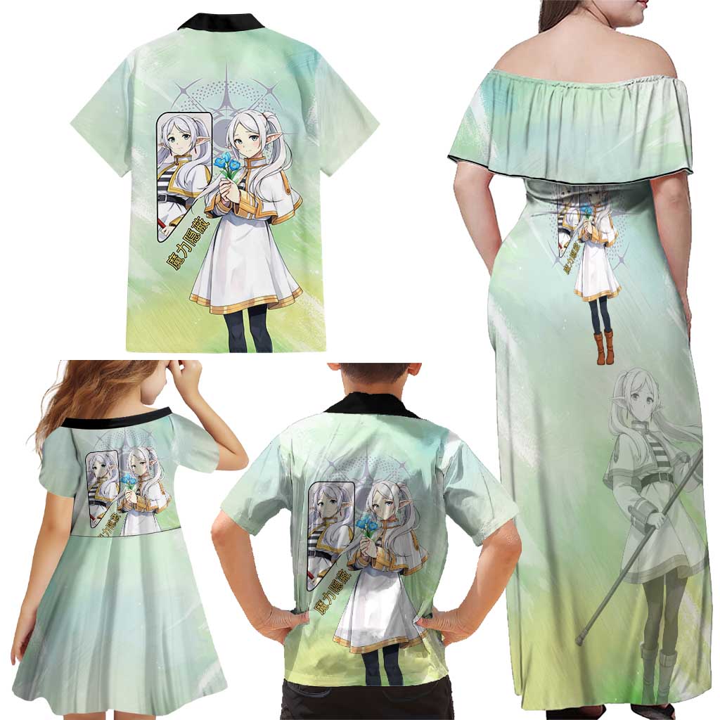 Frieren Frieren Beyond Journey’s End Family Matching Off Shoulder Maxi Dress and Hawaiian Shirt Ethereal Fantasy Anime Style