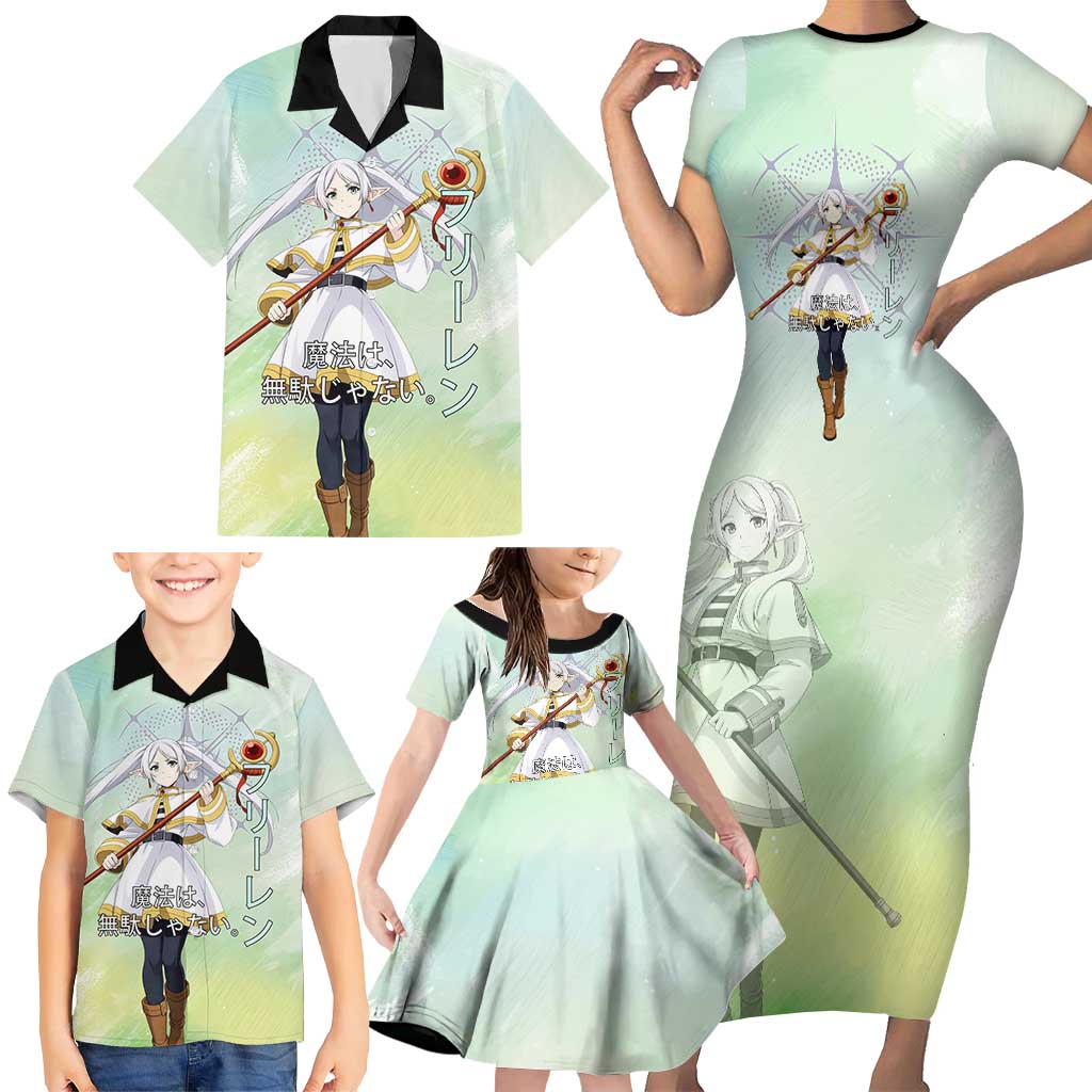 Frieren Frieren Beyond Journey’s End Family Matching Short Sleeve Bodycon Dress and Hawaiian Shirt Ethereal Fantasy Anime Style