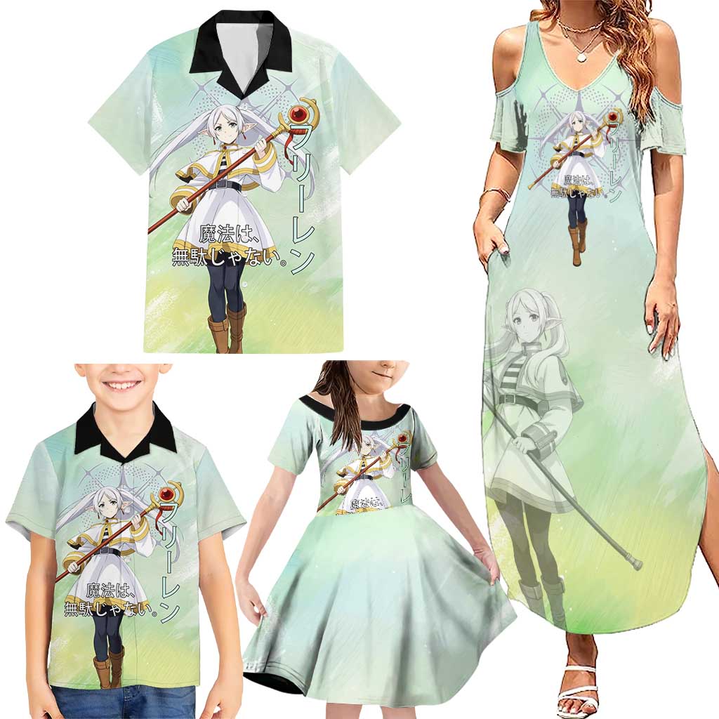 Frieren Frieren Beyond Journey’s End Family Matching Summer Maxi Dress and Hawaiian Shirt Ethereal Fantasy Anime Style