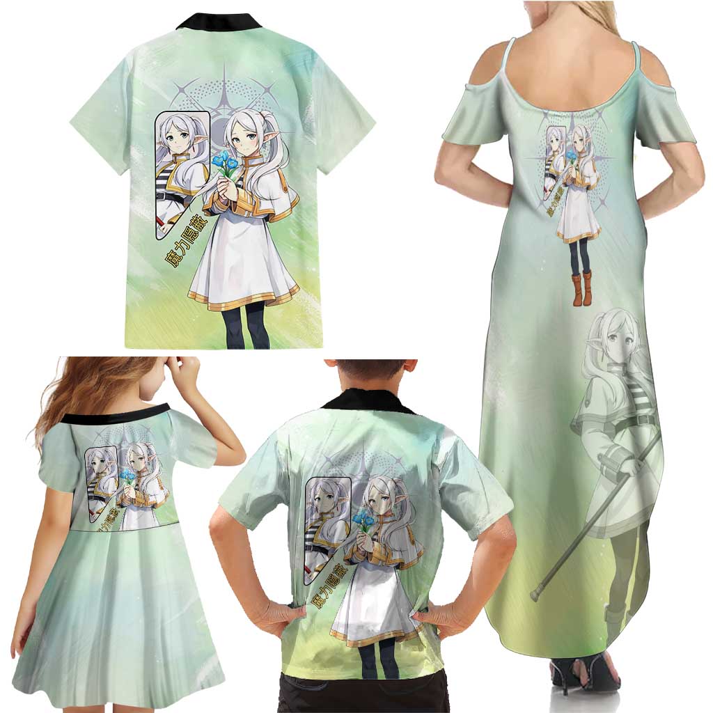 Frieren Frieren Beyond Journey’s End Family Matching Summer Maxi Dress and Hawaiian Shirt Ethereal Fantasy Anime Style