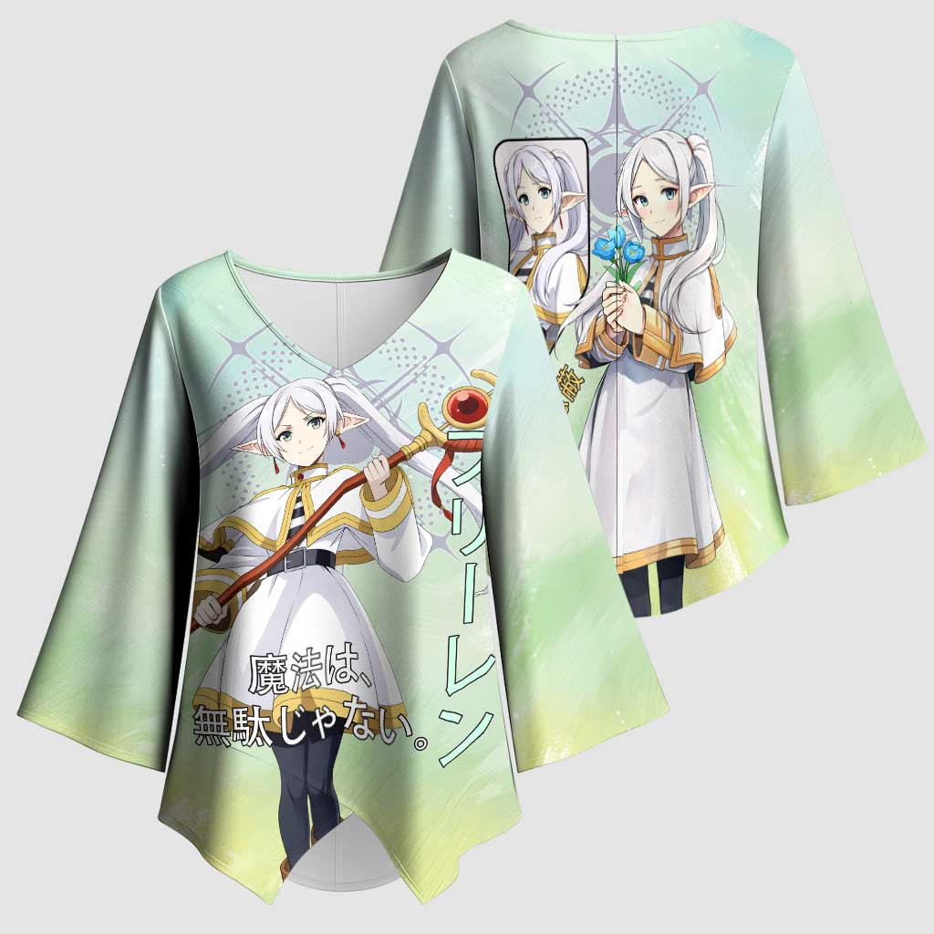 Frieren Frieren Beyond Journey’s End Kimono Sleeve Blouse Ethereal Fantasy Anime Style
