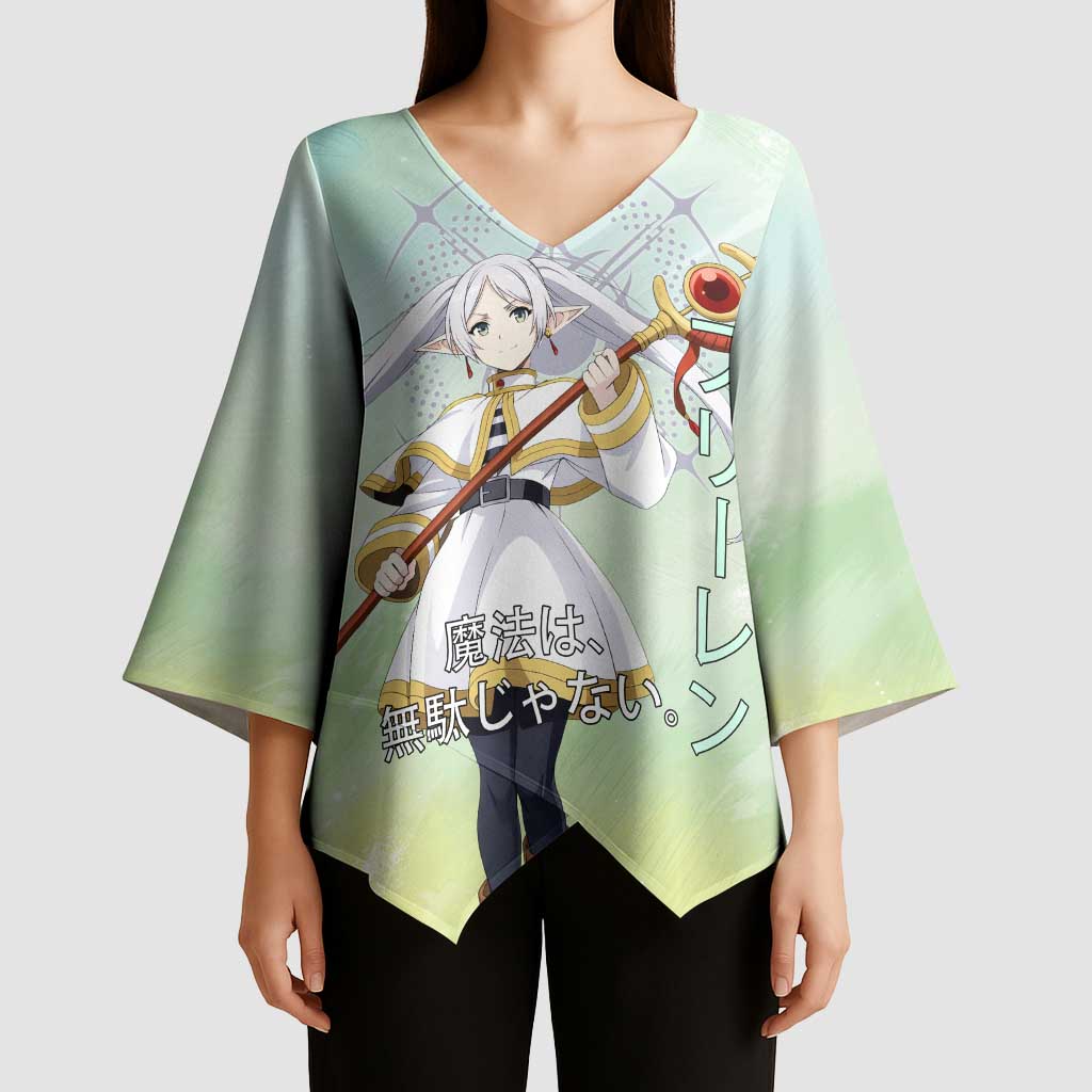 Frieren Frieren Beyond Journey’s End Kimono Sleeve Blouse Ethereal Fantasy Anime Style