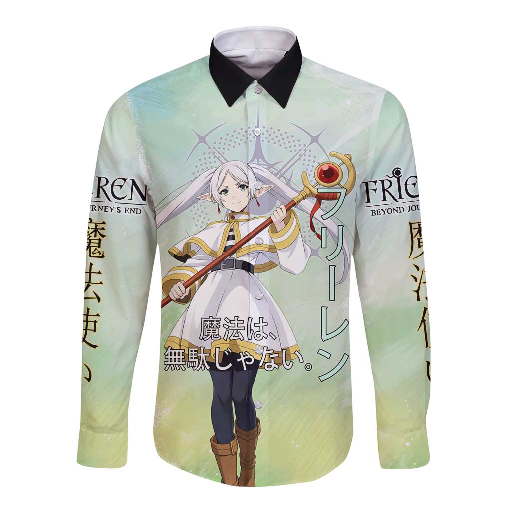 Frieren Frieren Beyond Journey’s End Long Sleeve Button Shirt Ethereal Fantasy Anime Style