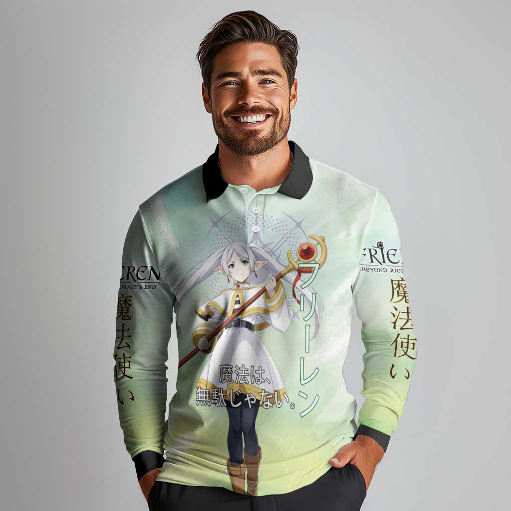 Frieren Frieren Beyond Journey’s End Long Sleeve Polo Shirt Ethereal Fantasy Anime Style