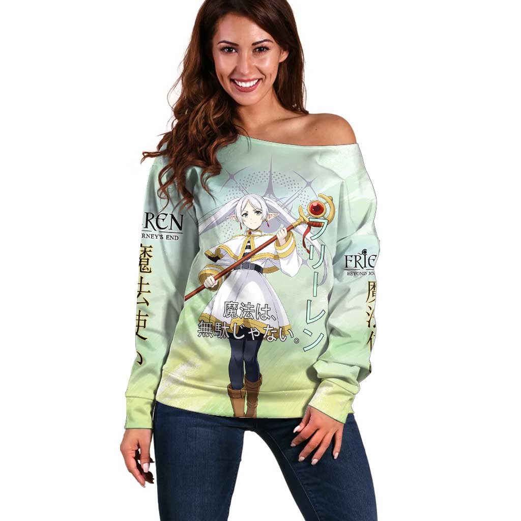 Frieren Frieren Beyond Journey’s End Off Shoulder Sweater Ethereal Fantasy Anime Style
