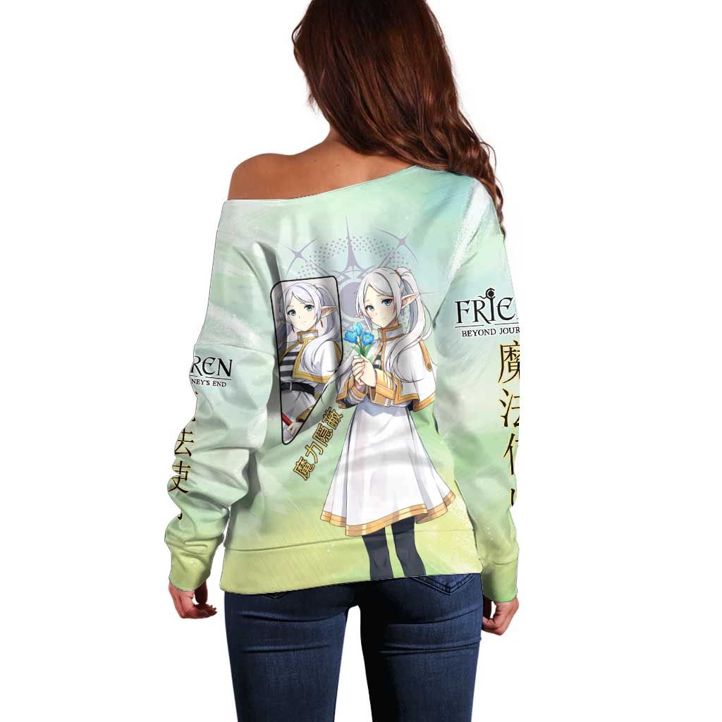 Frieren Frieren Beyond Journey’s End Off Shoulder Sweater Ethereal Fantasy Anime Style