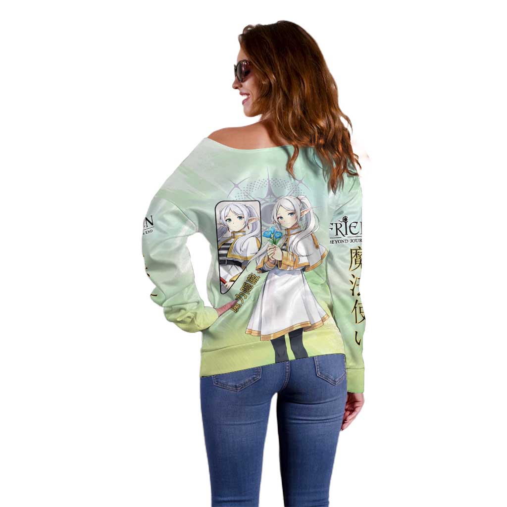 Frieren Frieren Beyond Journey’s End Off Shoulder Sweater Ethereal Fantasy Anime Style