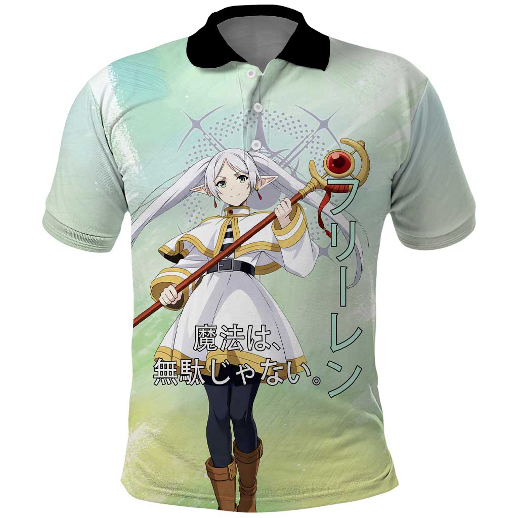 Frieren Frieren Beyond Journey’s End Polo Shirt Ethereal Fantasy Anime Style