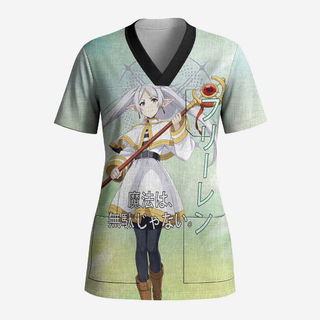 Frieren Frieren Beyond Journey’s End Scrub Top Ethereal Fantasy Anime Style