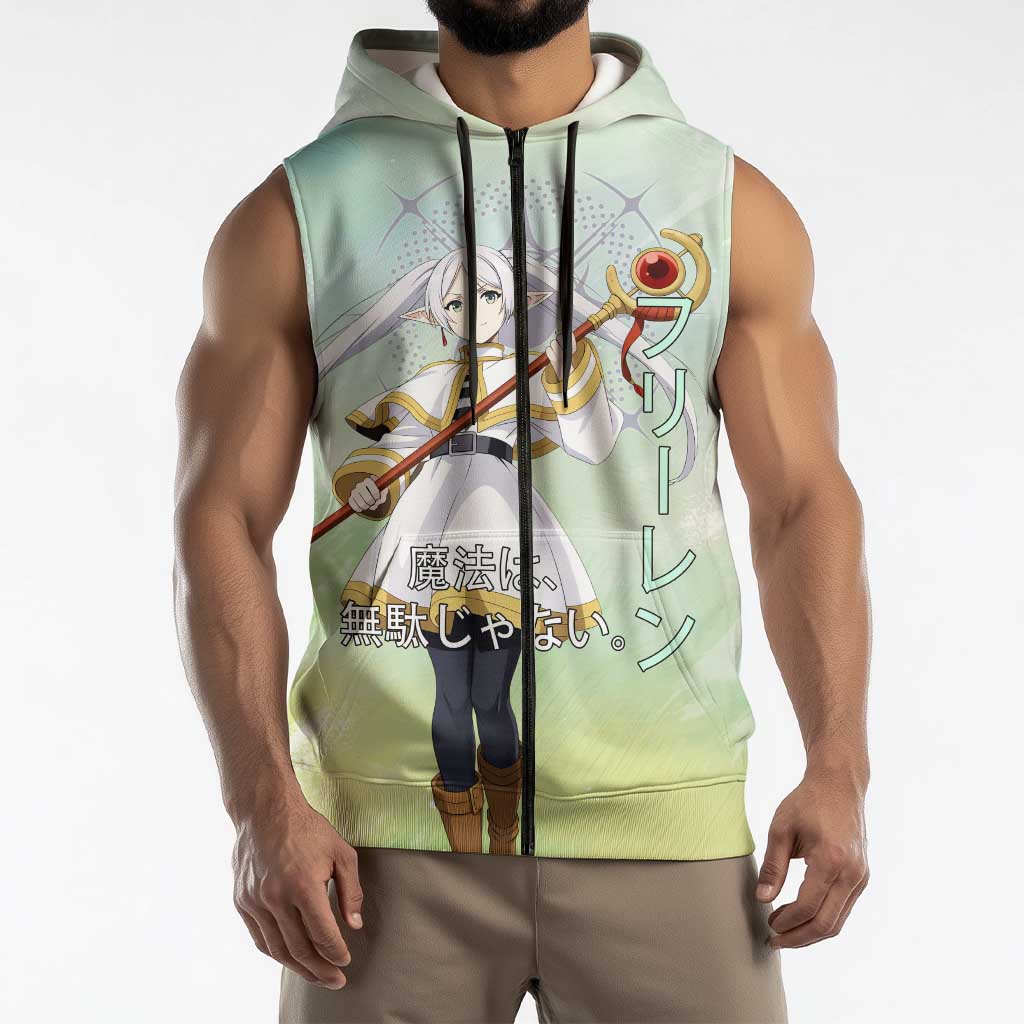 Frieren Frieren Beyond Journey’s End Sleeveless Zip Hoodie Ethereal Fantasy Anime Style