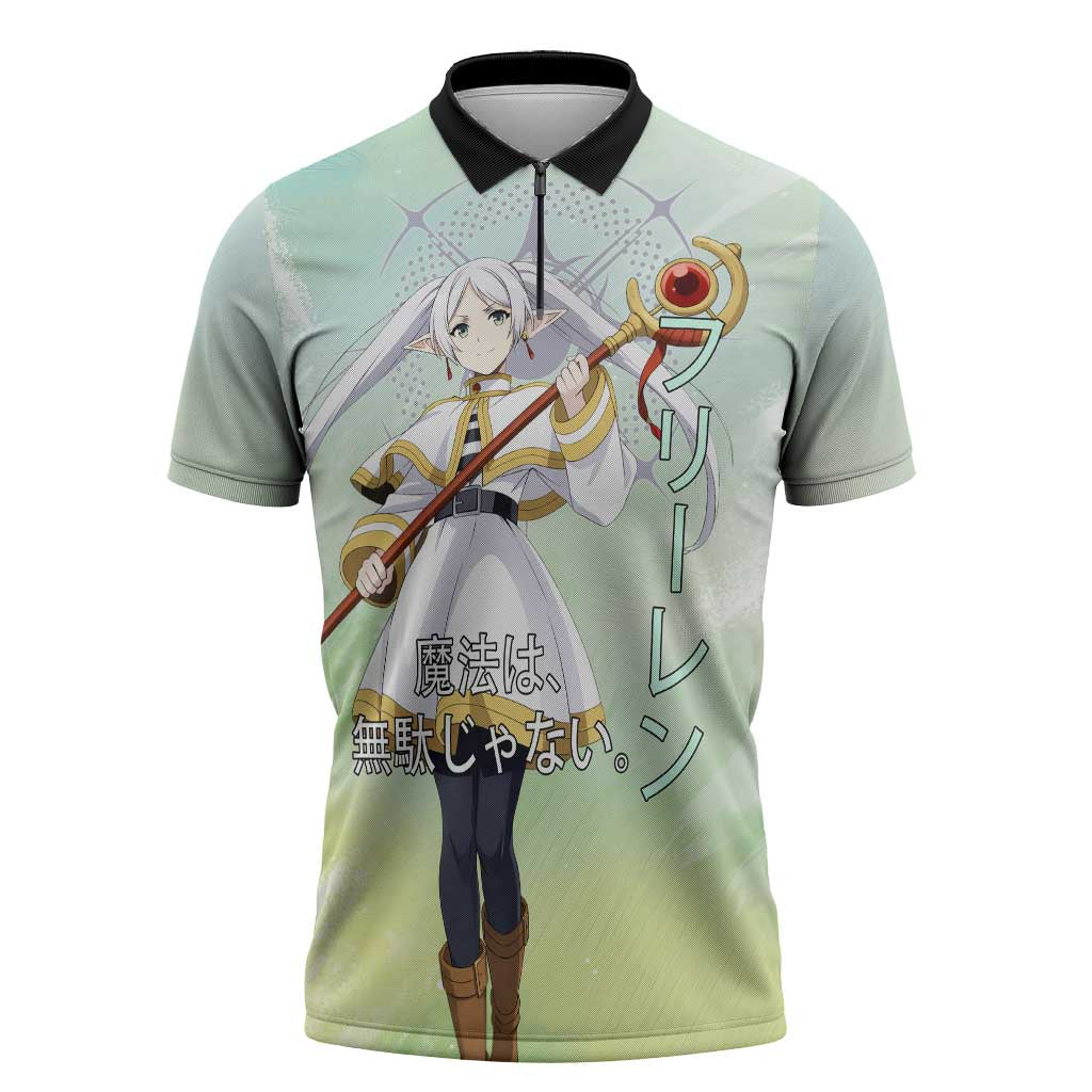 Frieren Frieren Beyond Journey’s End Zipper Polo Shirt Ethereal Fantasy Anime Style