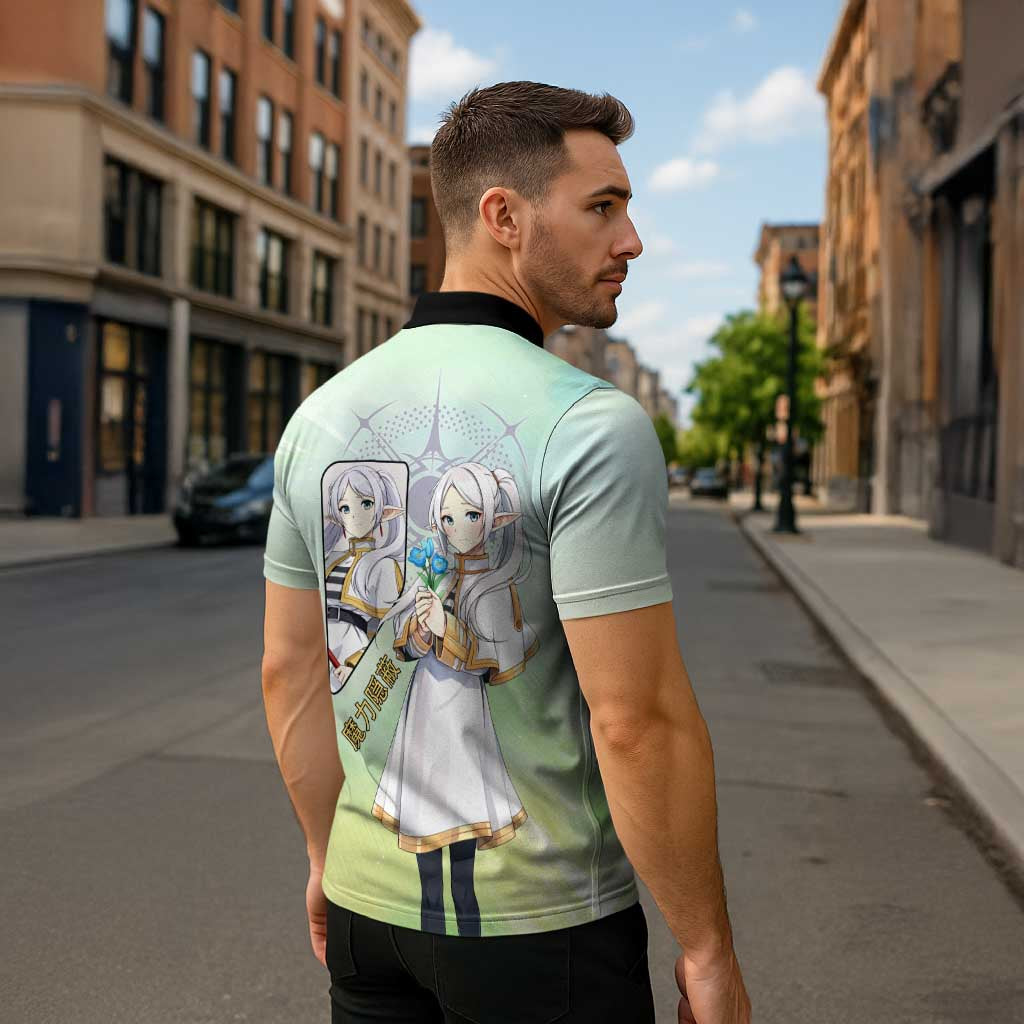 Frieren Frieren Beyond Journey’s End Zipper Polo Shirt Ethereal Fantasy Anime Style