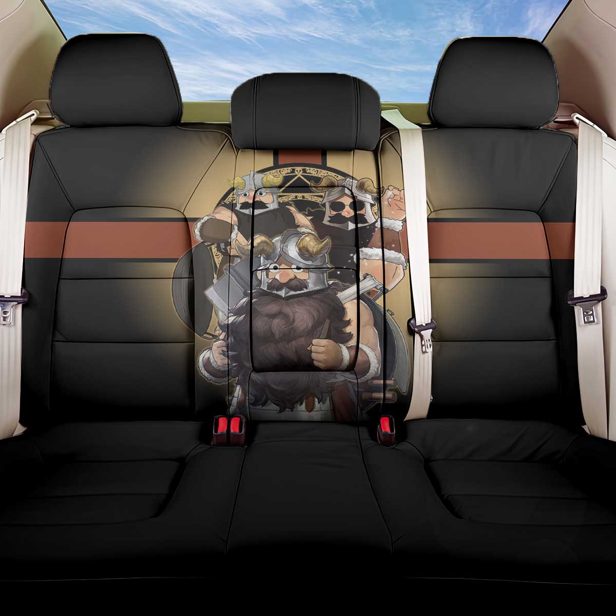 Senshi Viking Warrior Back Car Seat Cover Fantasy Game Art Style