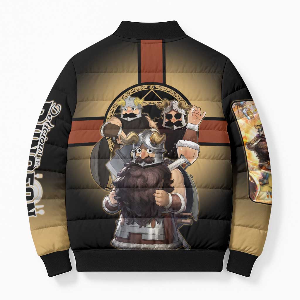 Senshi Viking Warrior Bomber Puffer Jacket Fantasy Game Art Style