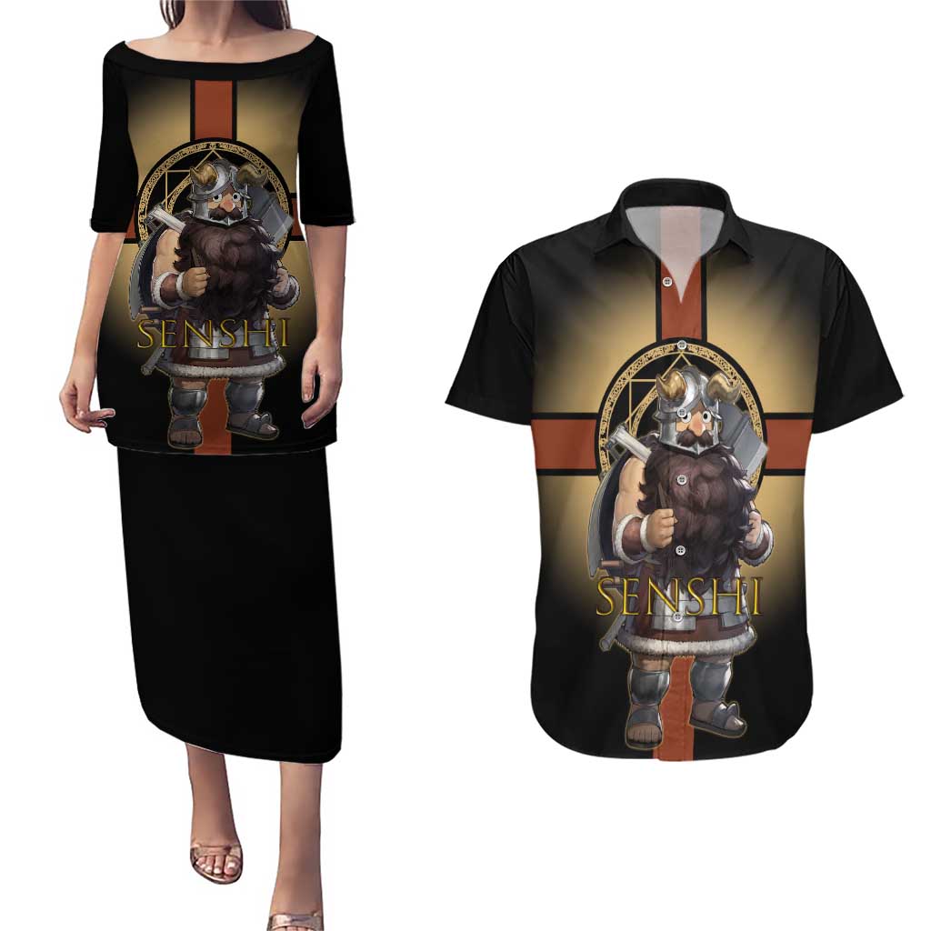 Senshi Viking Warrior Couples Matching Puletasi and Hawaiian Shirt Fantasy Game Art Style