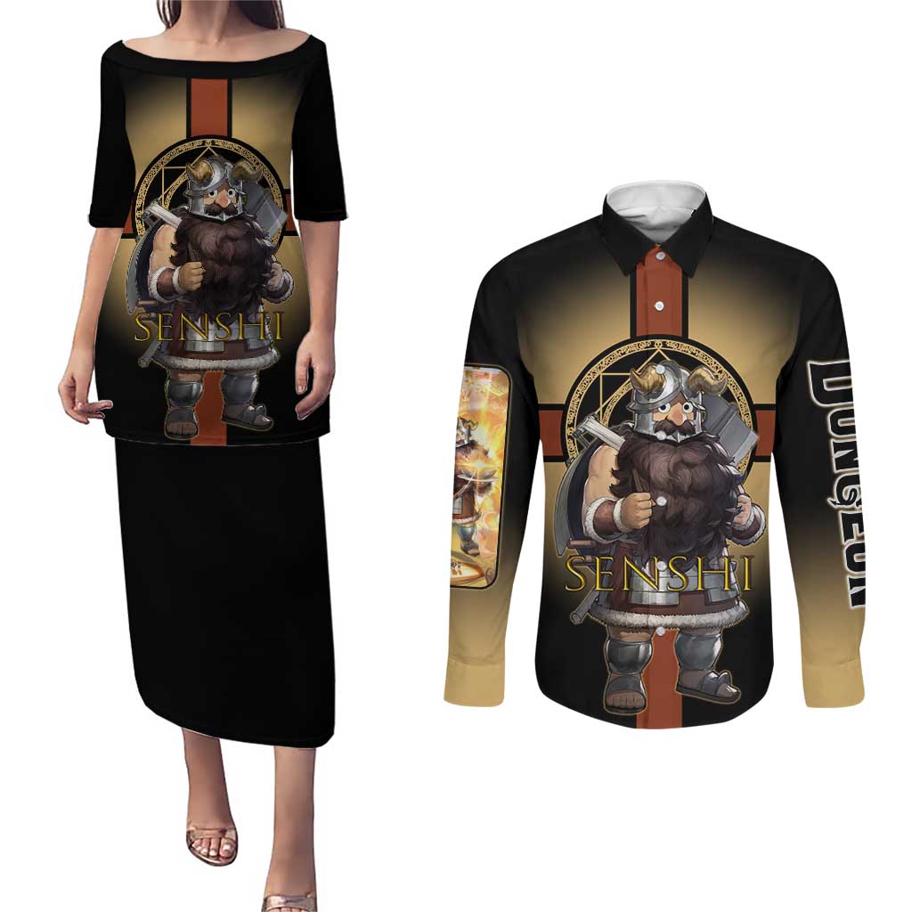 Senshi Viking Warrior Couples Matching Puletasi and Long Sleeve Button Shirt Fantasy Game Art Style