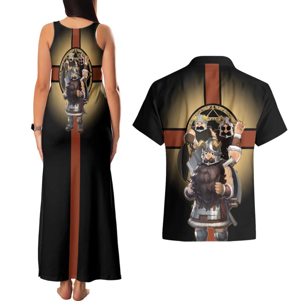 Senshi Viking Warrior Couples Matching Tank Maxi Dress and Hawaiian Shirt Fantasy Game Art Style