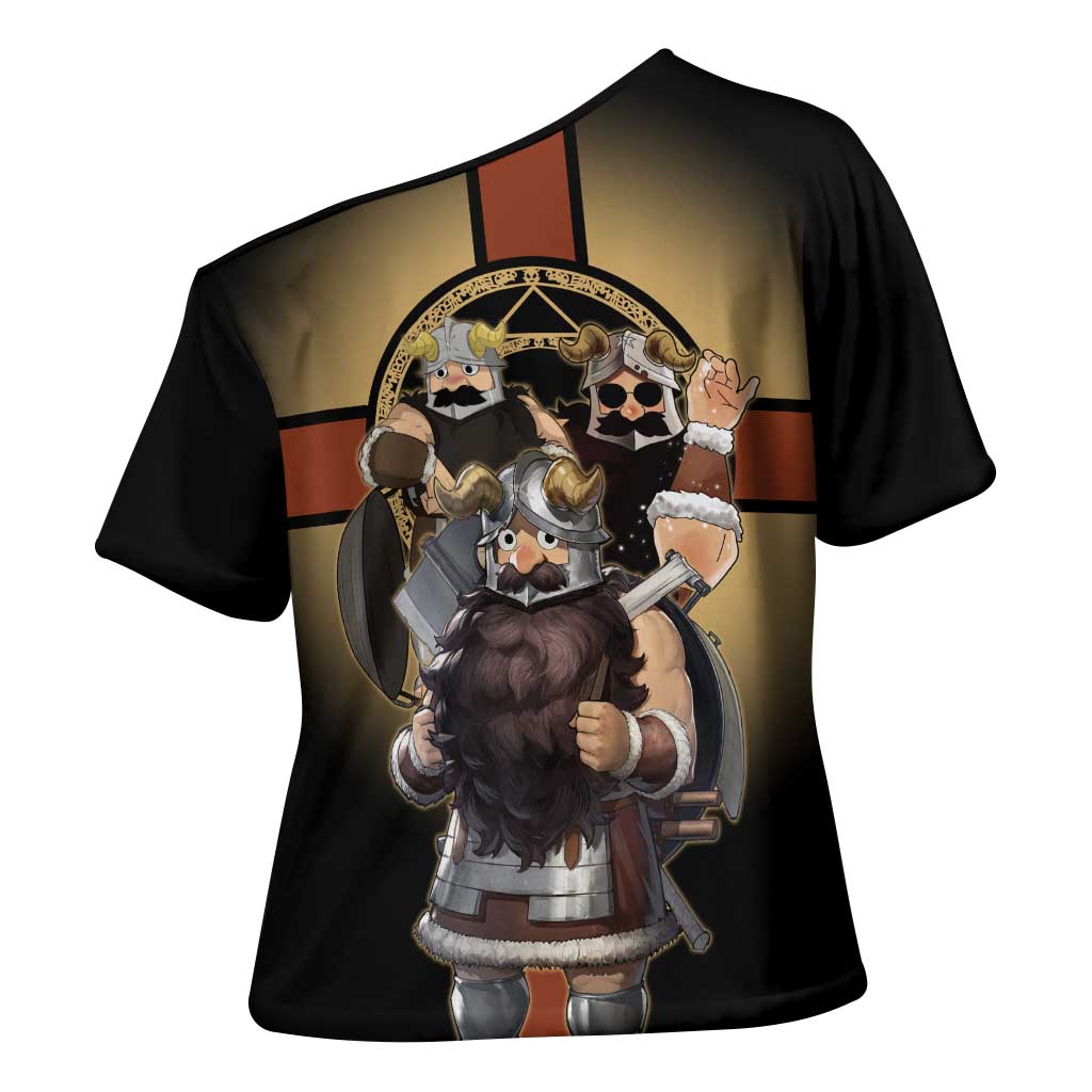 Senshi Viking Warrior Cross Shoulder Shirt Fantasy Game Art Style