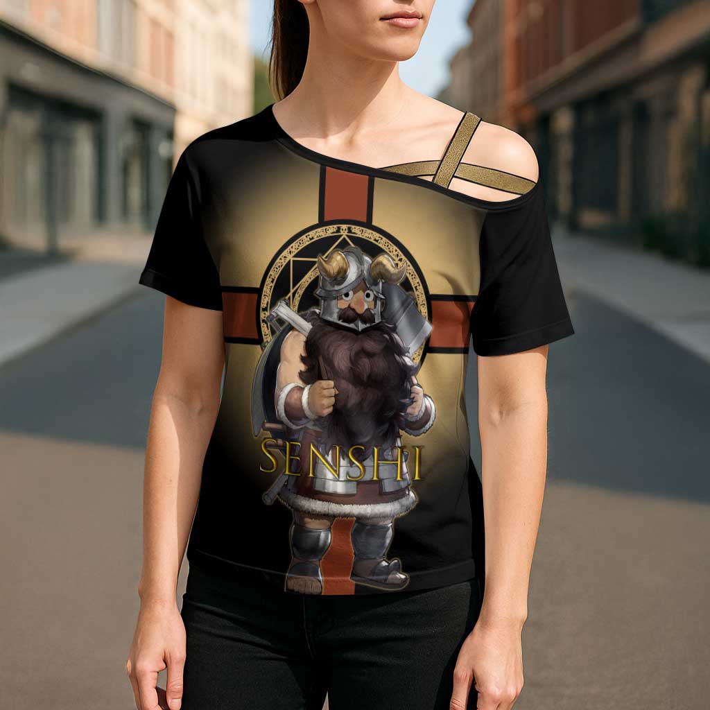 Senshi Viking Warrior Cross Shoulder Shirt Fantasy Game Art Style